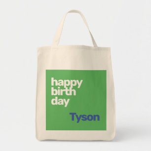 Tote Bag happy birthday custom green reusable bag