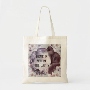 Tote Bag Home is Where the Cat is Watercolor Night