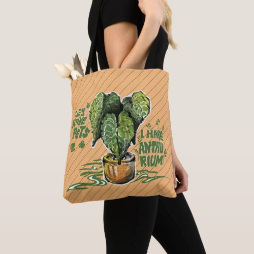Tote Bag Houseplants Anthurium while They Have Pet
