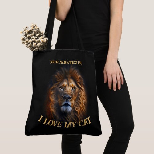 Tote Bag I Love My Cat Custom Personalized Text