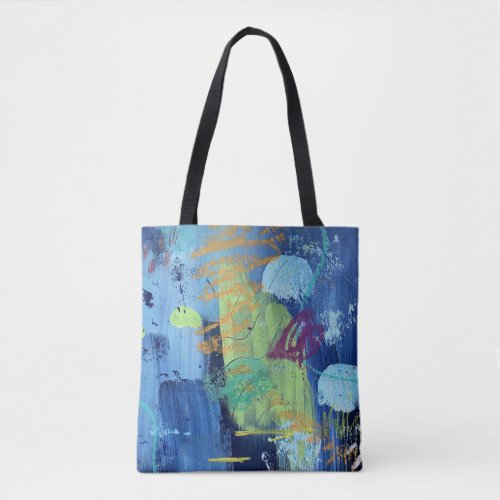 Tote Bag in the blue Underwater Cave Design