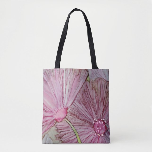 Tote Bag, Medium "Pretty Pink Flowers" Bag (Front)