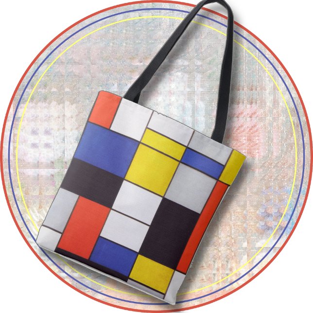 TOTE BAG -Mondrian Abstract Pattern of Many Colors (Creator Uploaded)