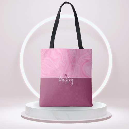 Tote Bag _ Monogram Pink Marble Two Tone