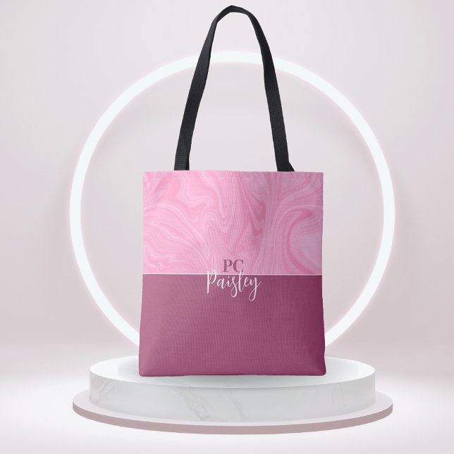 Tote Bag - Monogram Pink Marble Two Tone (Creator Uploaded)