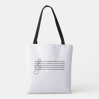 Tote bag, music notes and staff bag