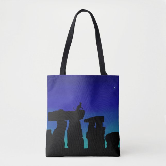 Tote Bag Night Sky Henge with Kitty (Front)