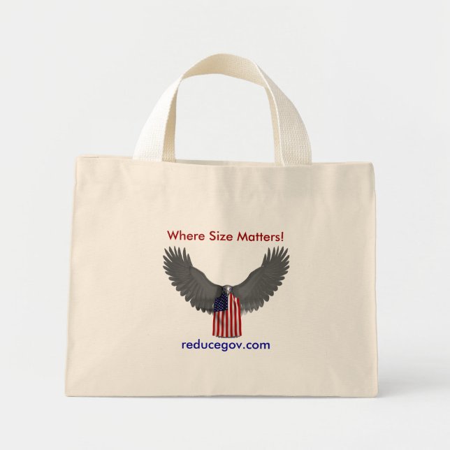 Tote Bag on white, Where Size Matters!, (Front)