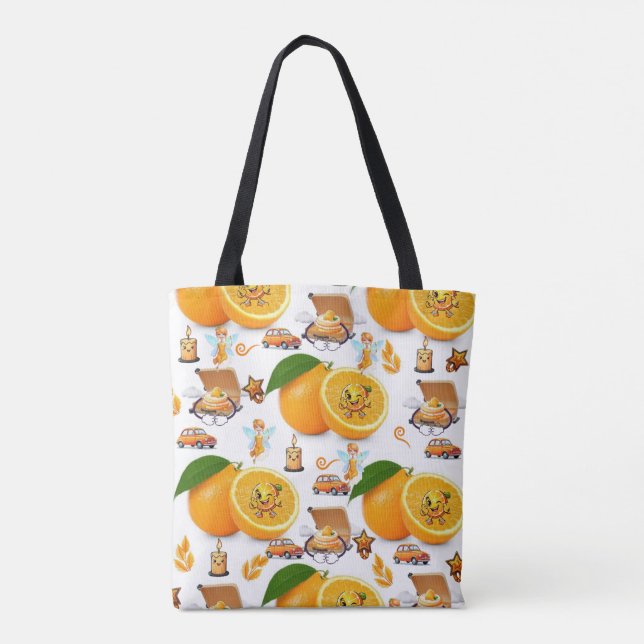 Tote Bag, Oranges Fruit Fairy Candles Car Bag (Back)