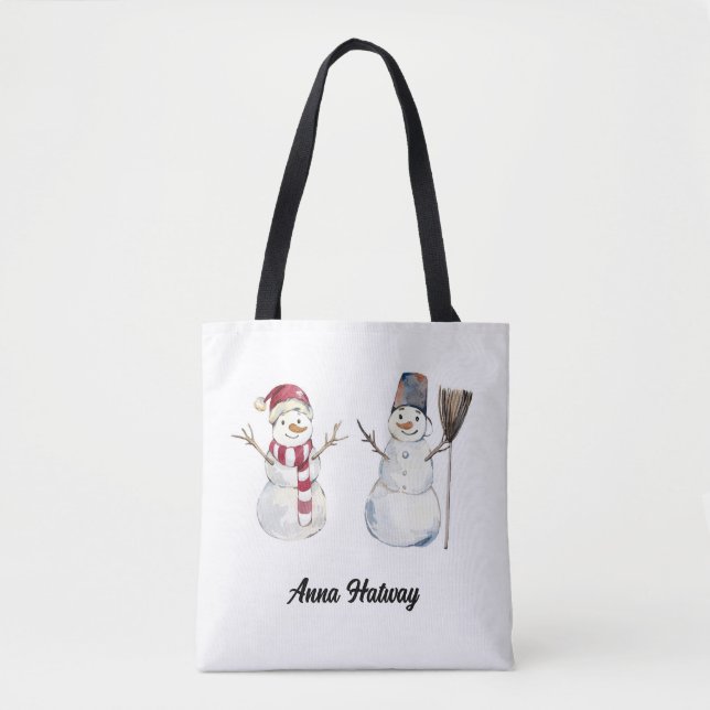 Tote Bag | Personalized Snowman Friends (Front)