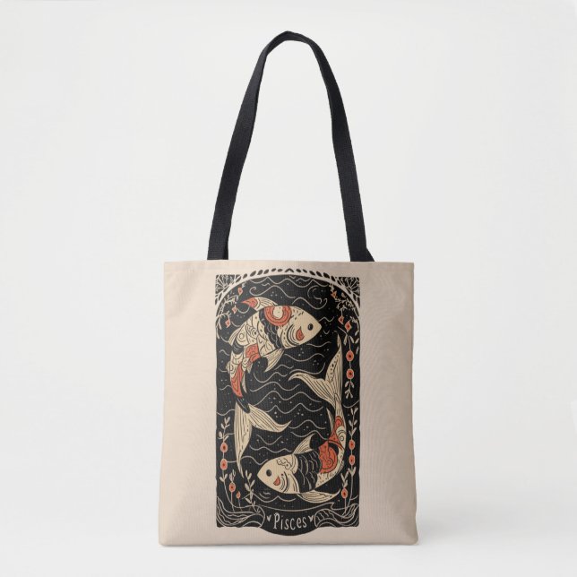 Tote Bag Pisces Celestial Zodiac Art (Front)