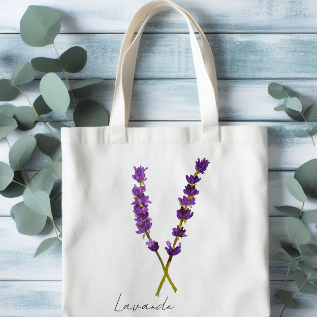 Tote bag purple watercolor lavender (Tote bag fleur lavande aquarelle
)