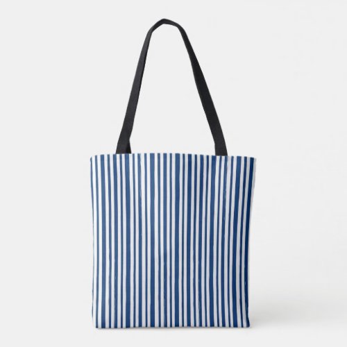 Tote Bag, Rugged Blue & White Stripe Vertical  Bag