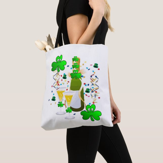 Tote Bag Saint Patrick's Day Clover Wine (Close Up)