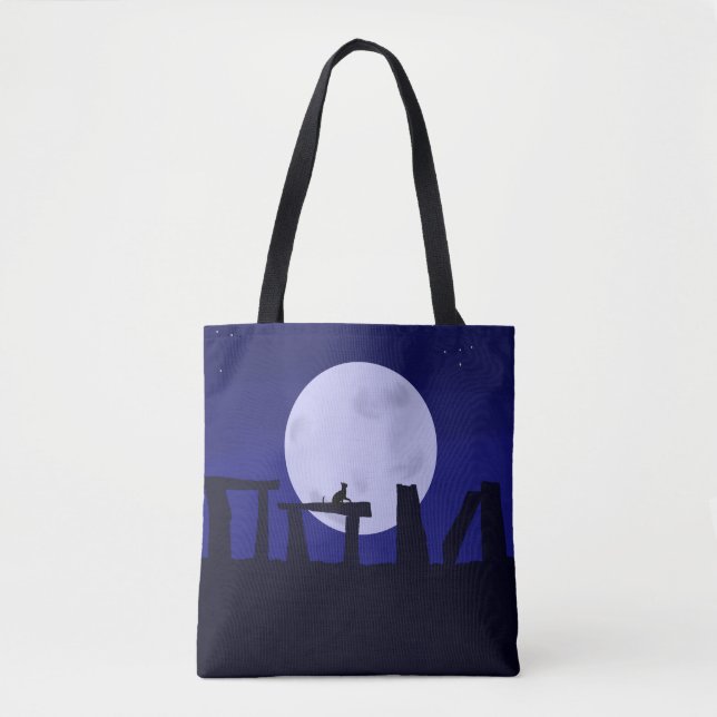 Tote Bag Solstice Moon with kitty (Front)