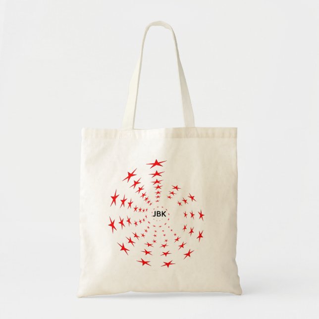 Tote Bag - Spirals of Red Stars and Initials (Front)