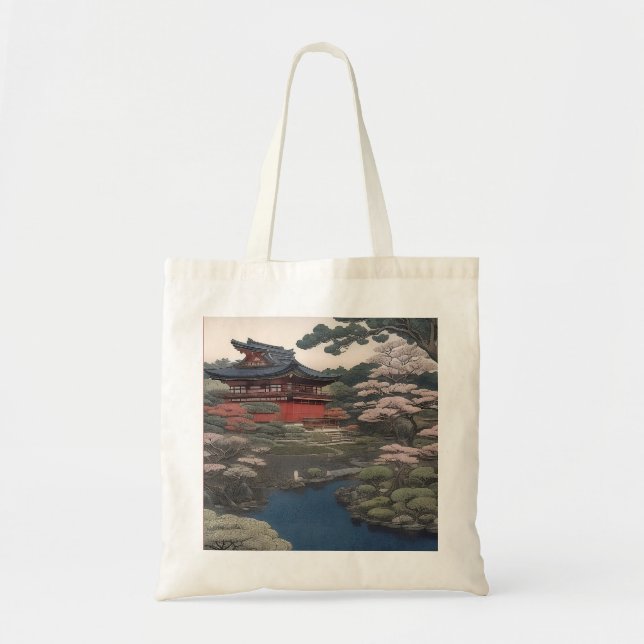 Tote bag - Temple on the river - Japan (Front)