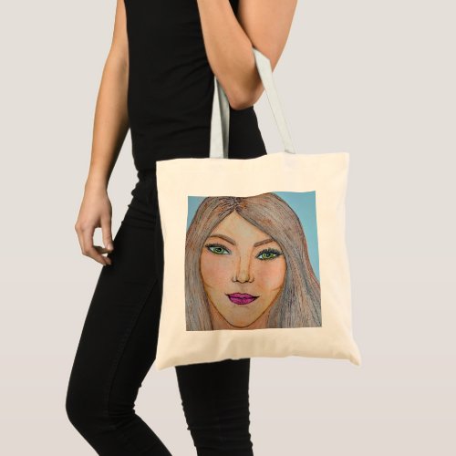 Tote bag unique design smiling girl