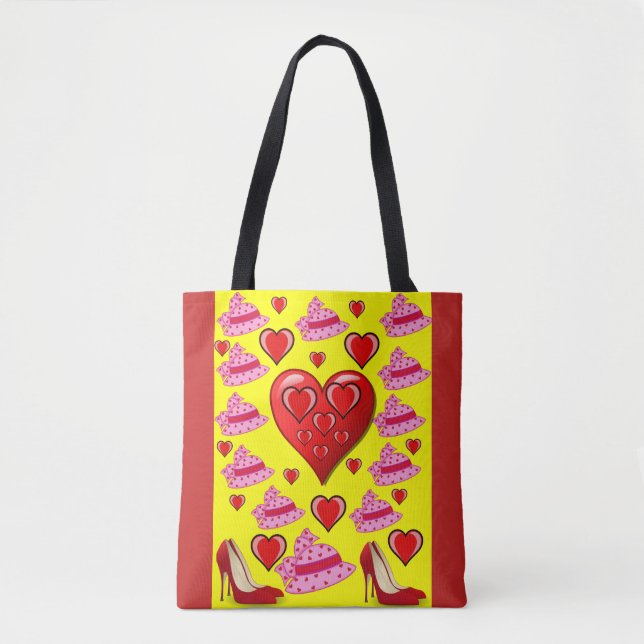 tote bag valentines day love hearts (Front)