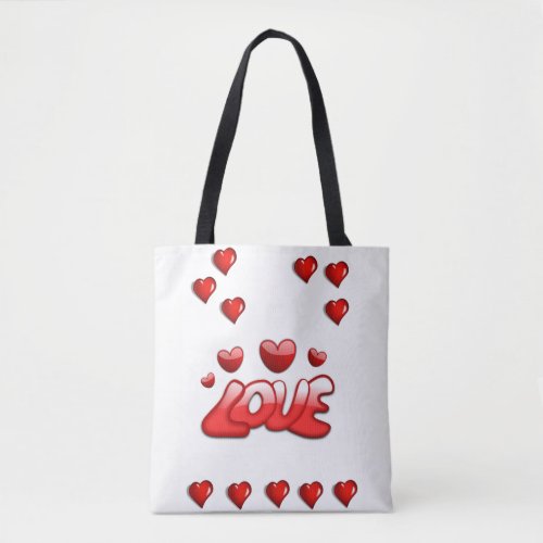 Tote bag valentines day love hearts