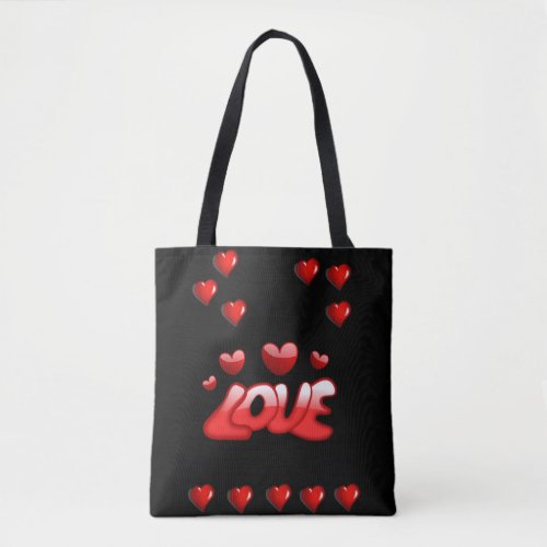 Tote bag valentines day love hearts