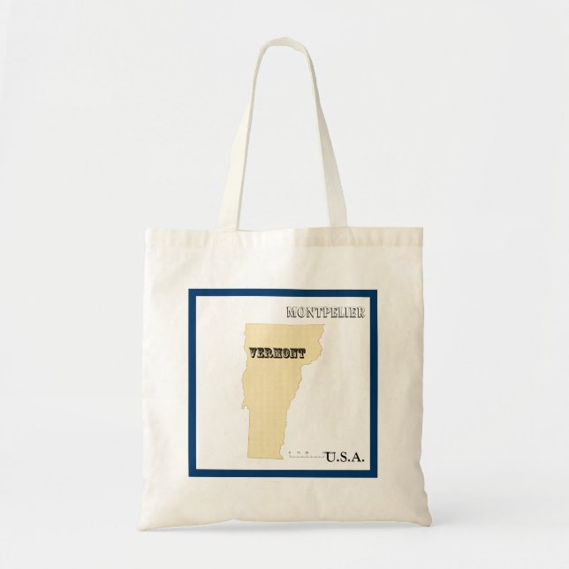 Tote Bag - Vermont State Map with City (Front)