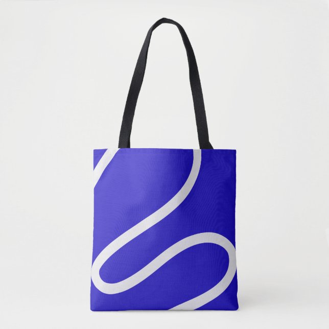Tote Bag – White Lines on Blue (Front)