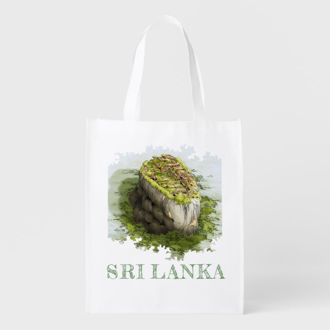 Tote bag with a Sigiriya fortress illustration. (Front)