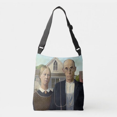 Tote Bag with American Gothic Print