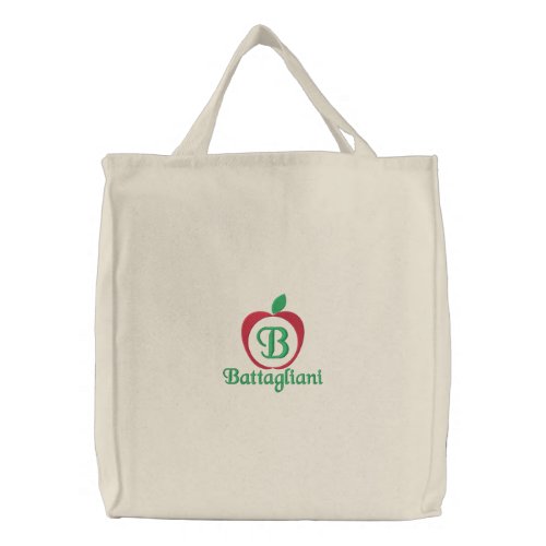 Tote Bag with Apple Embroidery