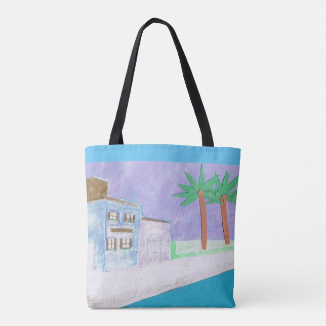 Tote Bag with Caribbean Scene (Back)