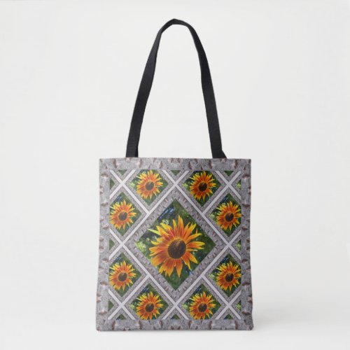 Tote Bag with Cheerful Orange Sunflowers