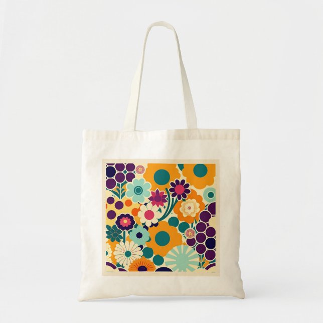 Tote bag with colorful floral patterns (Front)