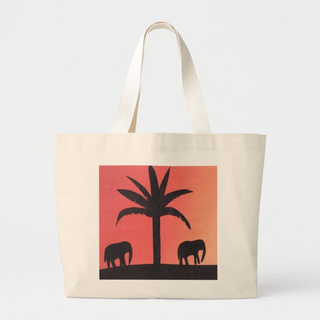 Tote Bag with Elephant Scene (Front)