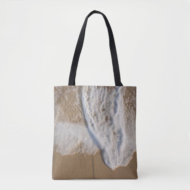 Tote bag with image of sea water on beach (Front)