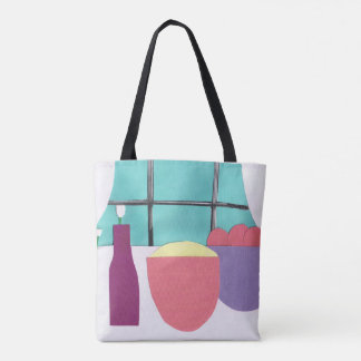 Tote Bag with Kitchen Scene