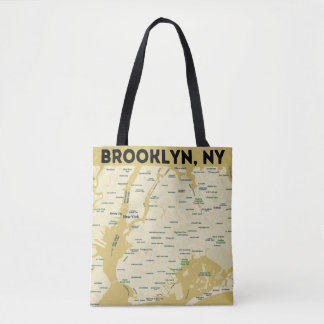 Tote Bag with Map of Brooklyn, NY