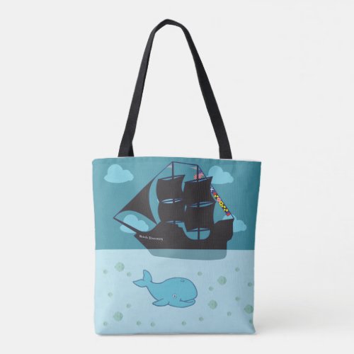 Tote Bag with Melville Tall Ship and Squirt Logo