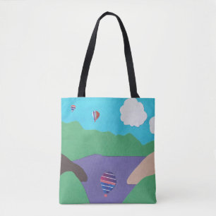 Tote Bag with Mountain Scene