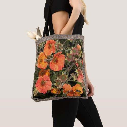 Tote Bag with Orange Nemesia with Bee