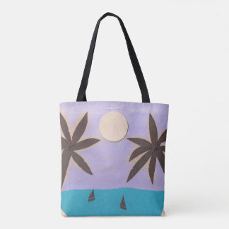 Tote Bag with Palm Trees and Lavender Sky