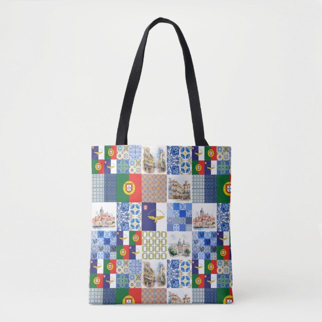Tote Bag with Portugal Flag and Azores Flag (Front)
