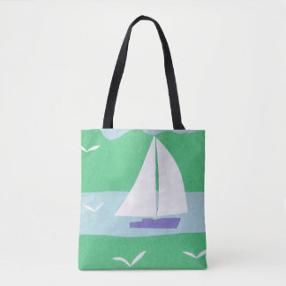 Tote Bag with Sailboat Design