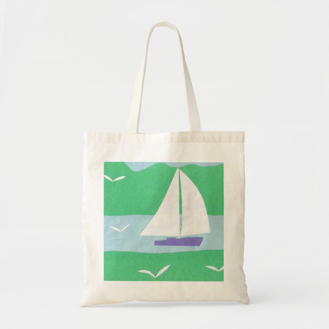 Tote Bag with Sailboat Design (Front)