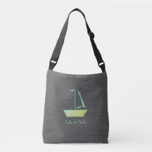 tote bag with shades of green sailboat