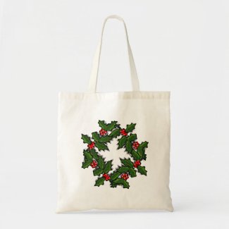Tote Bag - Wreath of Holly Leaves and Berries