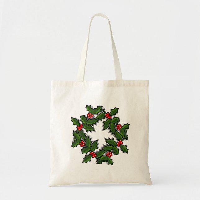 Tote Bag - Wreath of Holly Leaves and Berries (Front)