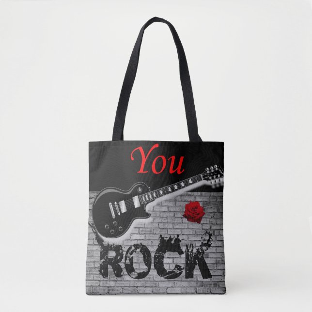 tote bag you rock music (Front)