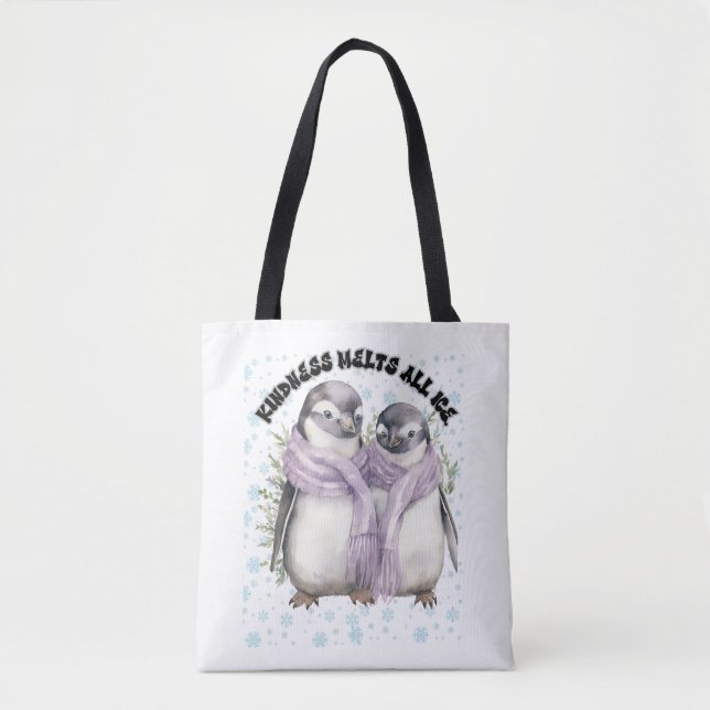 Tote bags featuring the "Penguin Talks to His Son" (Front)