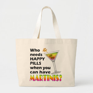 Tote Bags - Martinis v. Happy Pills